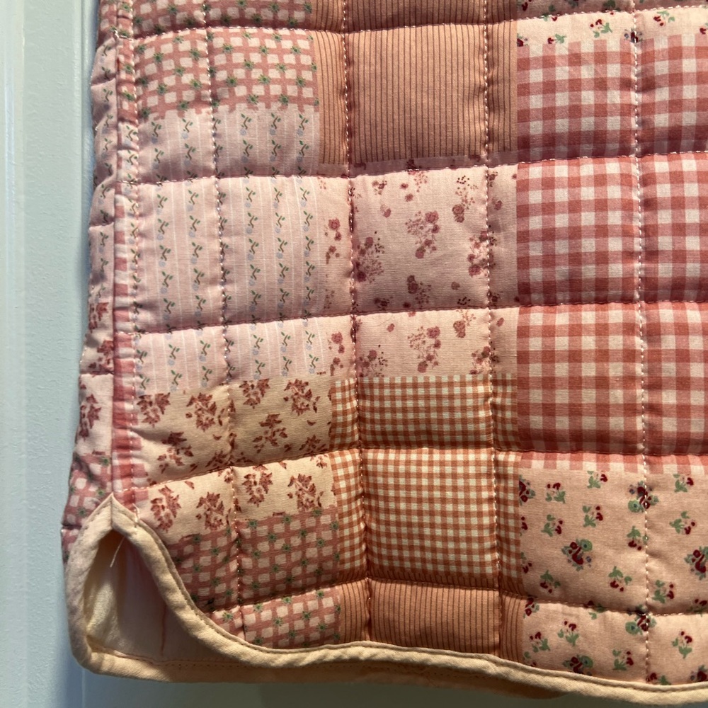 Stoosh Pink Patch Bow Tie Quilted Patchwork Vest … - image 6